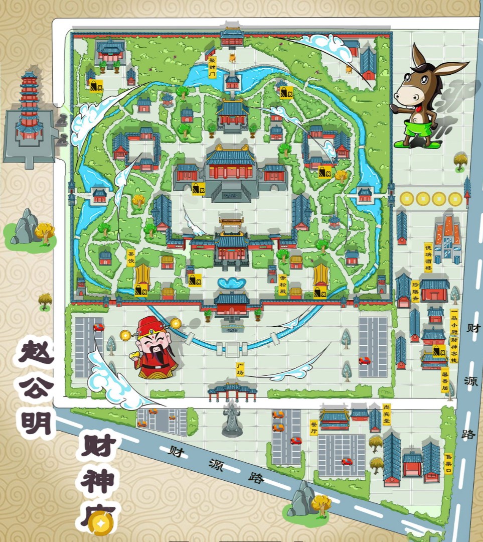 枝江寺庙类手绘地图